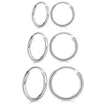 3-Pairs: Sterling Silver Small Hoop Earrings Set by DailySale