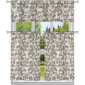 3-Piece: Chic Floral Pattern Semi-Sheer Kitchen Curtain Tier and Valance Set by DailySale