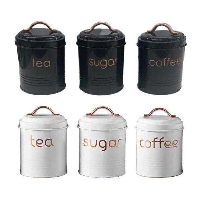 3-Piece: Metal and Copper Coffee Tea Sugar Canister Set by DailySale