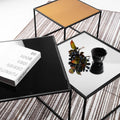 3-Piece: Mirror Top Nesting Coffee Table End Desk/Side Table Set in Black Steel Tube by DailySale