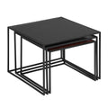 3-Piece: Mirror Top Nesting Coffee Table End Desk/Side Table Set in Black Steel Tube by DailySale