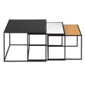3-Piece: Mirror Top Nesting Coffee Table End Desk/Side Table Set in Black Steel Tube by DailySale