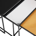 3-Piece: Mirror Top Nesting Coffee Table End Desk/Side Table Set in Black Steel Tube by DailySale