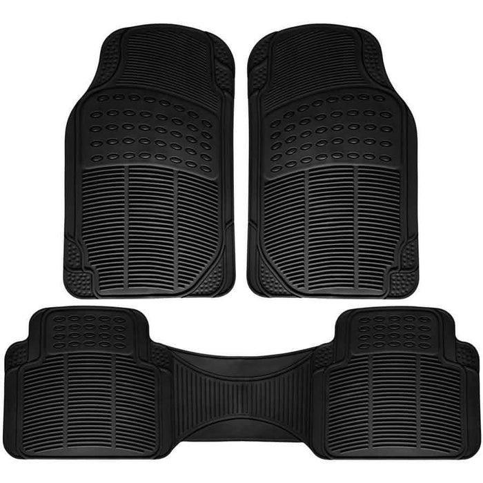 3-Piece: OxGord Car Floor Mats Ridged Rubber Full Set Universal Fit by DailySale
