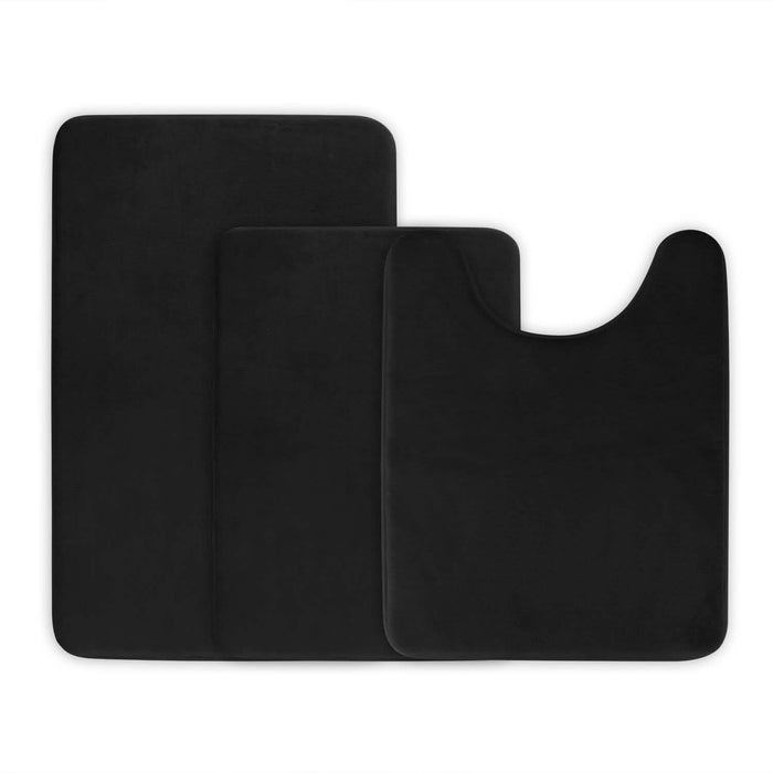 3-Piece Set: Bathroom Rug Set Plush Velvet Bath Carpet by DailySale