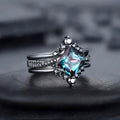 3-Piece Set: Black Square Faux Blue Zirconia Retro Luxury Ring by DailySale