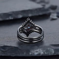 3-Piece Set: Black Square Faux Blue Zirconia Retro Luxury Ring by DailySale