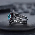 3-Piece Set: Black Square Faux Blue Zirconia Retro Luxury Ring by DailySale