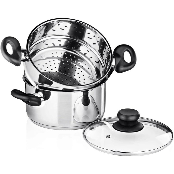 3-Piece Set: Chef's Star Stainless Steel Cookware 2 Quart Steamer Basket Set by DailySale