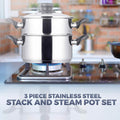 3-Piece Set: Chef's Star Stainless Steel Cookware 2 Quart Steamer Basket Set by DailySale
