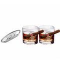3-Piece Set: Cigar-Holding Whiskey Glasses with Cigar Cutter by DailySale