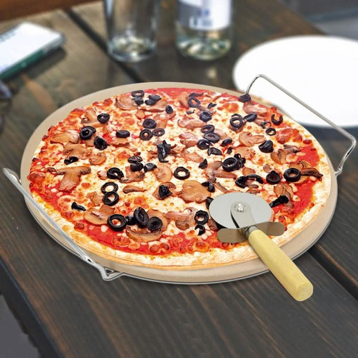 3-Piece Set: Deluxe Pizza Stone and Cutter Set by DailySale