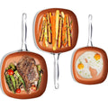 3 Piece Set: Gotham Steel 1682 Nonstick Copper Square Shallow Pan by DailySale