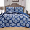 3-Piece Set: Medallion Reversible Oversized Bedspread Coverlet Quilt Bed Cover by DailySale
