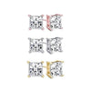 3-Piece Set: Princess Cut Swarovski Elements Crystal Studs