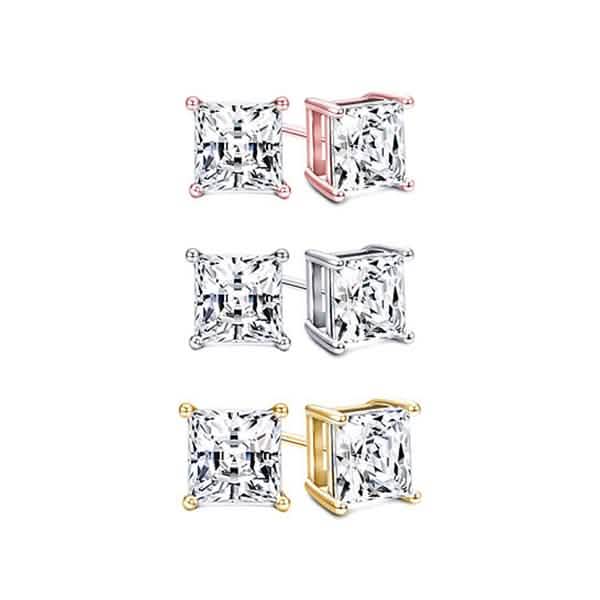 3-Piece Set: Princess Cut Swarovski Elements Crystal Studs by DailySale