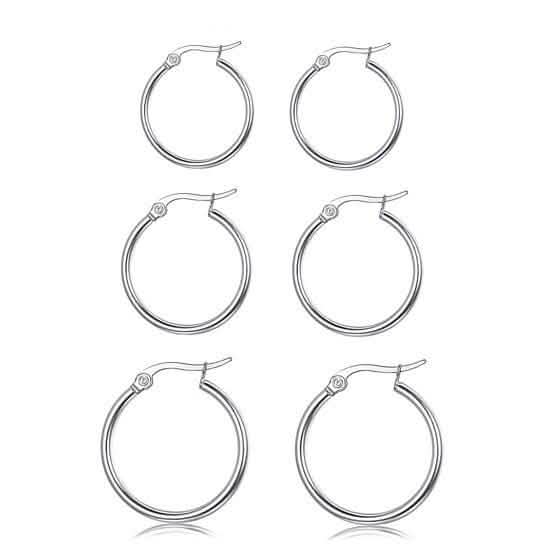 3-Piece Set: Sterling Silver French Lock Hoops by DailySale