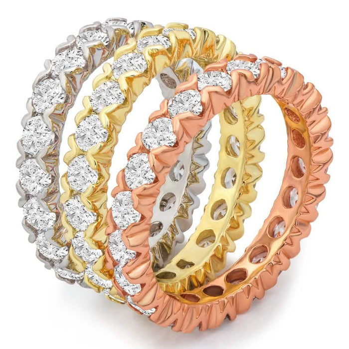 3-Piece Set: Tri-Color Eternity Band Set by DailySale