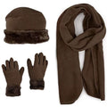 3-Piece Set: Women's Warm Fleece Winter Set Fur Trim by DailySale