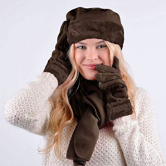 3-Piece Set: Women's Warm Fleece Winter Set Fur Trim by DailySale