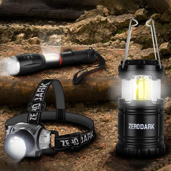 3-Piece Set: ZeroDark Tactical Flashlight, Lantern and Headlamp by DailySale