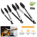 3-Pieces: Kitchen Tongs Stainless Steel with Silicon by DailySale