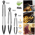 3-Pieces: Kitchen Tongs Stainless Steel with Silicon by DailySale