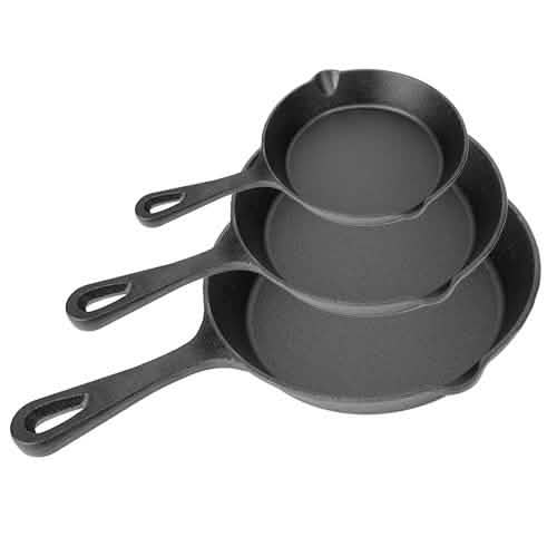 3-Pieces: Pre-Seasoned Cast Iron Skillet by DailySale