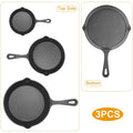 3-Pieces: Pre-Seasoned Cast Iron Skillet by DailySale