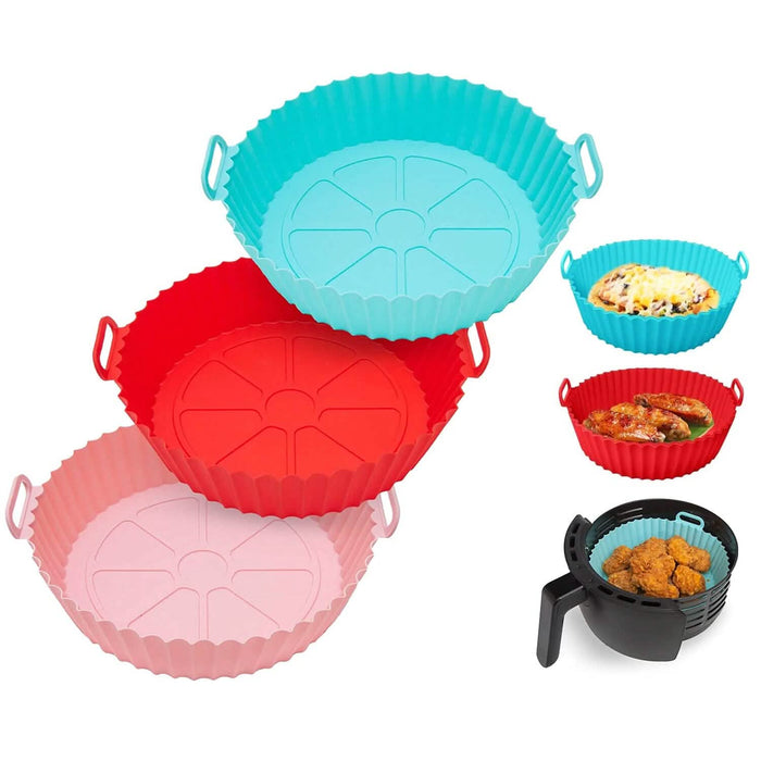 3-Pieces: Reusable Foldable Air Fryer Silicone Pot for 4+ Quart Air Fryer Oven by DailySale