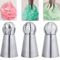 3-Pieces: Russian Stainless Steel Tips Tulip Sphere Whip Cream Buttercream Icing Piping Nozzles by DailySale