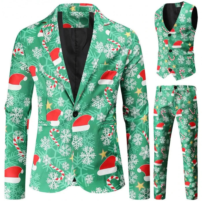3-Pieces Set: Fun Ugly Christmas Costumes For Men - Complete Xmas Suit: Includes Jacket, Pants by DailySale