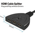 3-Port HDMI Switcher, Splitter, Supports Full HD1080p, 3D with High Speed Pigtail Cable by DailySale