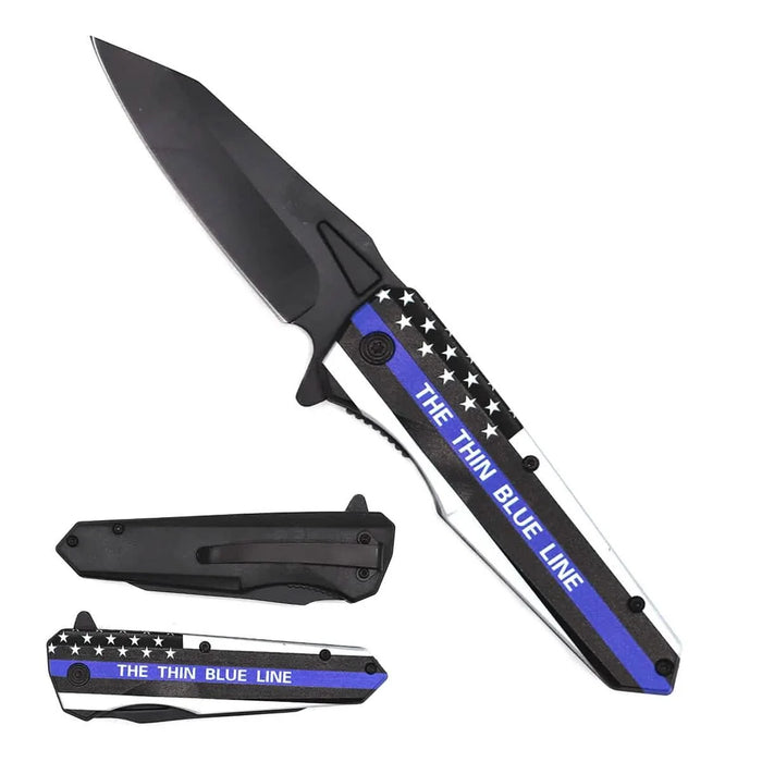 3" Thin Blue Line Knife with ABS Handle by DailySale