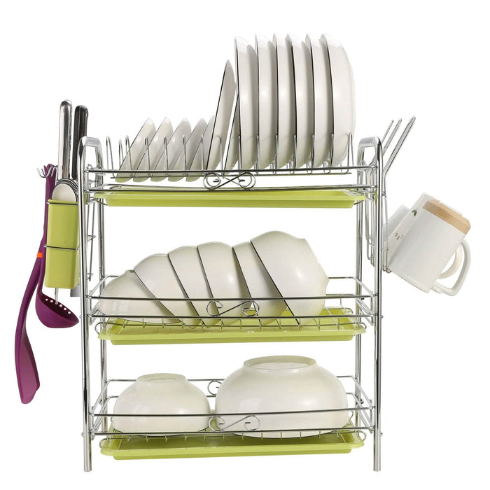 3 Tier Dish Drying Rack Drainer Kitchen Storage Board Cutlery Cup Shelf by DailySale