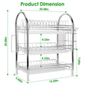 3-Tier Dish Drying Rack Shelf with 3 Drain Trays Chopping Board by DailySale