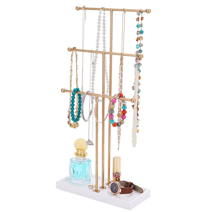 3-Tier Gold Metal Tabletop Jewelry Tree Stand by DailySale