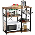 3-Tier Industrial Kitchen Baker's Rack Utility Microwave Oven Stand Storage Cart Workstation Shelf, Vintage by DailySale