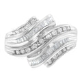 10K White Gold Round and Baguette Cut Diamond Channel Ring (3/4 Cttw, H-I Color, SI2-I1 Clarity) - Size 7 by Bids.com