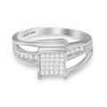 10K White Gold 1/3 Cttw Invisible Set Princess-cut Diamond Cluster Bypass Ring (H-I Color, SI1-SI2 Clarity) - Ring Size 7 by Bids.com