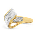 10K Yellow and White Gold 1/10 Cttw Baguette and Round-Cut Diamond Bypass Ring (I2 Color, H-I Clarity) - Size 7 by Bids.com