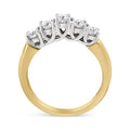 18K Yellow Gold 1.0 Cttw 4 Prong Set Round Cut Diamond Step up 5 Stone Ring Band (F-G Color, SI1-SI2 Clarity) - Size 6 by Bids.com