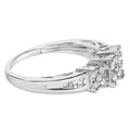 10K White Gold 1/2 Cttw Brilliant & Baguette Cut Diamond 3 Stone Design with 3 Square Clusters Engagement Ring (H-I Color, SI2-I1 Clarity) - Size 6-3/4 by Bids.com