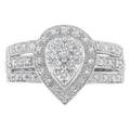 10K White Gold Round Cut Diamond Teardrop Ring (1/2 Cttw, H-I Color, SI2-I1 Clarity) - Size 6-1/2 by Bids.com