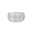 .925 Sterling Silver 1.0 Cttw Baguette-Cut Diamond 6-Row Channel Set Domed Tapered Cocktail Fashion Ring (H-I Color, I2-I3 Clarity) - Size 6-1/2 by Bids.com