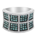 14K White Gold White and Treated Blue Diamond Cocktail Ring (1 1/2 Cttw, H-I Color, I1-I2 Clarity) - Size 6 by Bids.com
