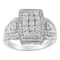 10K White Gold 1.0 Cttw Diamond Rectangular Cushion Shaped Cluster Halo Flared Band Cocktail Fashion Ring (H-I Color, SI2-I1 Clarity) - Size 7 by Bids.com