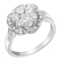 14K White Gold Floral Cluster Diamond Ring (1.0 Cttw, H-I Color, SI2-I1 Clarity) - Size 6 by Bids.com
