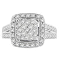 10K White Gold Diamond Cluster Ring (1 Cttw, H-I Color, SI2-I1 Clarity) - Size 6-1/2 by Bids.com