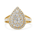 10K Yellow Gold Plated .925 Sterling Silver 1 1/2 Cttw Round-Cut Diamond Cocktail Ring (I-J Color, I1-I2 Clarity) - Size 7 by Bids.com